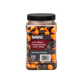 SABRE .68 Caliber ammunition with 1% MC and 4% pava, 250 rounds.